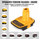 DeWalt & Milwaukee Battery Adapter with USB for 18V Tools