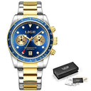 LIGE Stainless Steel Men's Quartz Watch Sleek Functional Timepiece