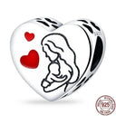 Heart Shaped Sterling Silver Charm Bead - Zircon Adorned Pandora Bracelet Pendant  ourlum.com PAC119  