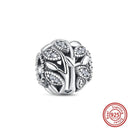 Crown Flowers Heart Silver Bead Charm Elegant Pandora Accessory