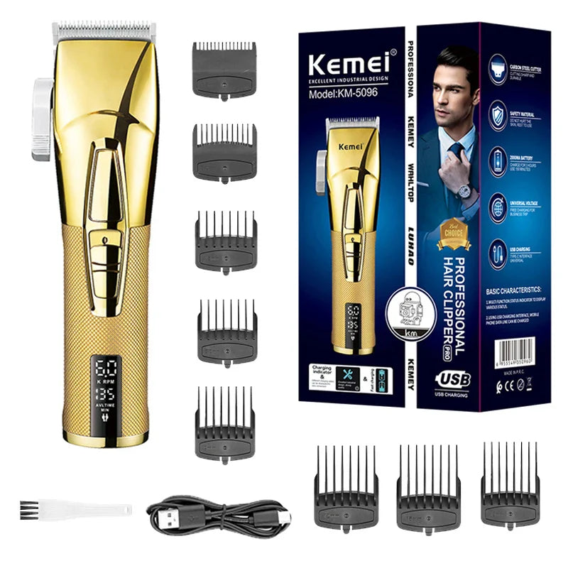 Kemei 5096 Professional 2-Speed Motor Hair Clipper For Men Adjustable Electric Hair Trimmer Beard Rechargeable Haircut Machine