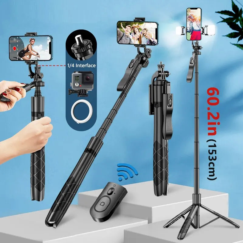 INRAM-L16 Wireless Selfie Stick Tripod Stand Monopod with Bluetooth Connectivity for GoPro Action Cameras and Smartphones  ourlum.com   