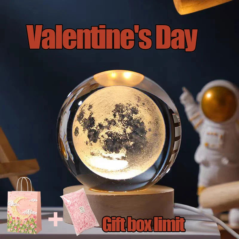 Valentines Day Gift  Galaxy Crystal Ball lamp 3D planet moon lamp USB LED night light  ourlum.com   
