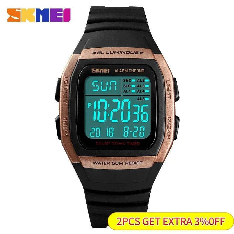 SKMEI 1278 Dual Time Chronograph Men's Digital Wristwatch - Ideal for Outdoor Adventures  OurLum.com   