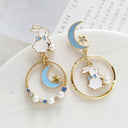 2023 Korean New Light Luxury Zircon Moon Star Earrings