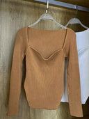 Square Neck Knit Sweater for Women: Stylish Fall/Winter Jumper