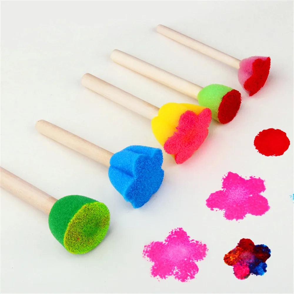 Kids Sponge Stamp Brush Flower Drawing Toys for Creative Art and Craft  ourlum.com 5 color set  