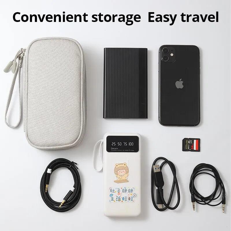 Digital Accessories Storage Bag – Pink/Grey/Black/Navy, Portable USB Data Cable Organizer for Travel  ourlum.com   