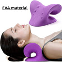 Neck Shoulder Stretcher Relaxer Cervical Chiropractic Traction Device Pillow for Pain Relief Cervical Spine Alignment Gift  ourlum.com Purple EVA  