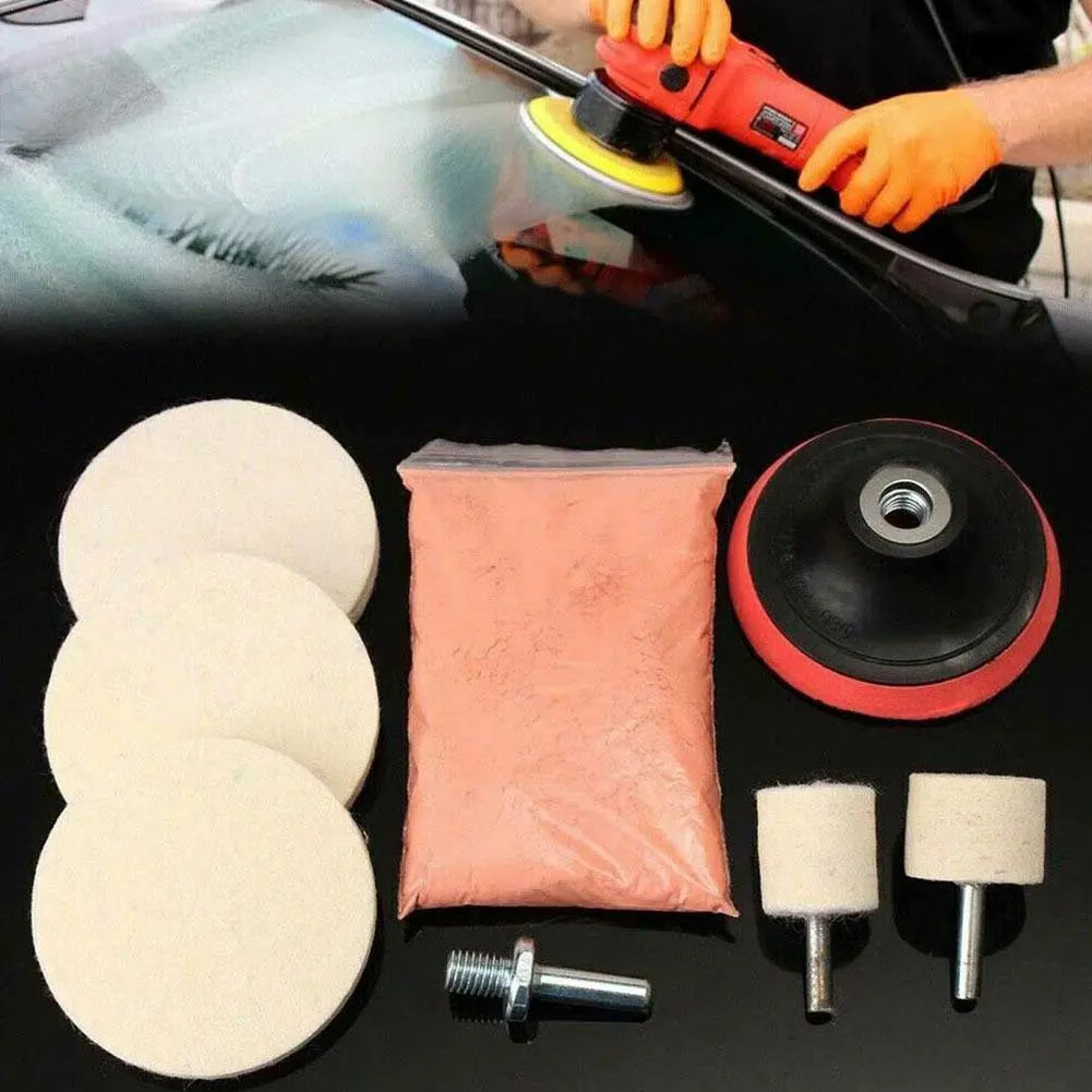 8Pcs/Set 4 OZ Cerium Oxide Powder Watch Glass Screen Windows Polishing Kit Cleaning Scratch Removal Polishing Backing Pad  ourlum.com   