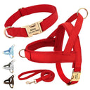 Leather Dog Collar Harness Leash Set: Personalized Stylish Vest for Dogs  ourlum.com   