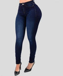 Woman's Pure Color High Waist Denim Jeans for Street Style