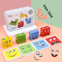 Wooden Cube Expression Building Blocks - Creative Montessori Toy  ourlum.com NO bell  