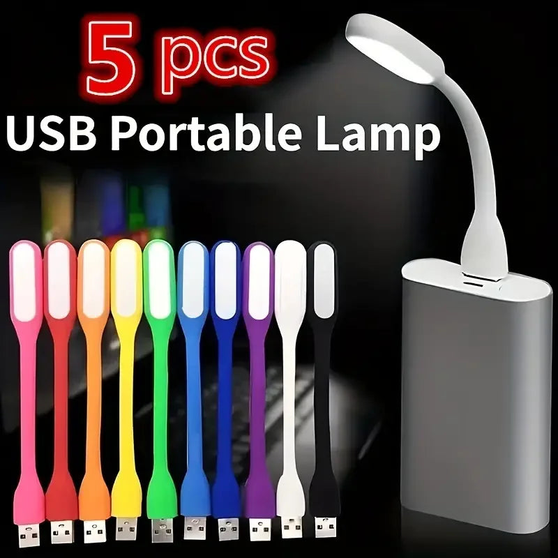 5PC Mini USB LED reading lamp, Portable book lamp, camping night lights, Led Energy Saving Light, notebook computer,Random Color