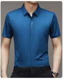 High End Mulberry Silk Men Short Sleeve Business Shirt