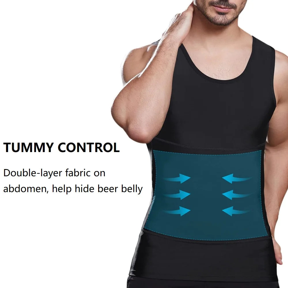 Men's Compression Shirts Tank Tops Undershirts Mens Slimming Body Shaper Vest Sleeveless Abdomen Slim Vest Fitness Workout