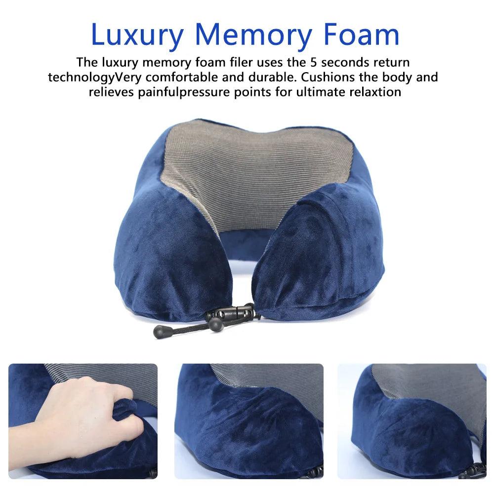 Orthopedic U-Shaped Memory Foam Neck Pillow for Travel, Airplane, and Cervical Healthcare  ourlum.com   