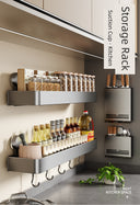 Suction Cup Punch-Free Wall Condiment Hook Rack Storage