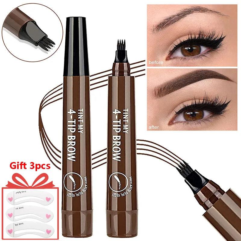 Microblading Eyebrow Pen Makeup  Waterproof Liquid Eyebrow Pencil Long Lasting Eyebrow Tattoo Pen Cosmetic 4 Points Eyebrow Pen  ourlum.com   