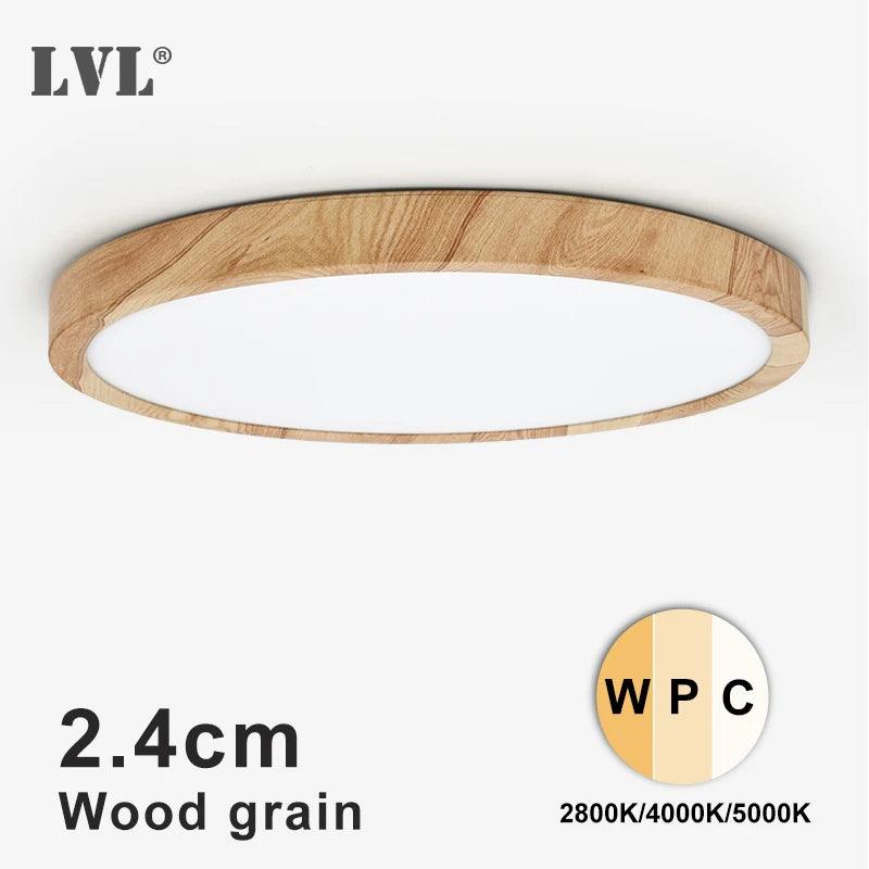 Golden Wood Grain LED Ceiling Light with 3 Color Temperatures - Ultrathin Design for Home Lighting  ourlum.com   