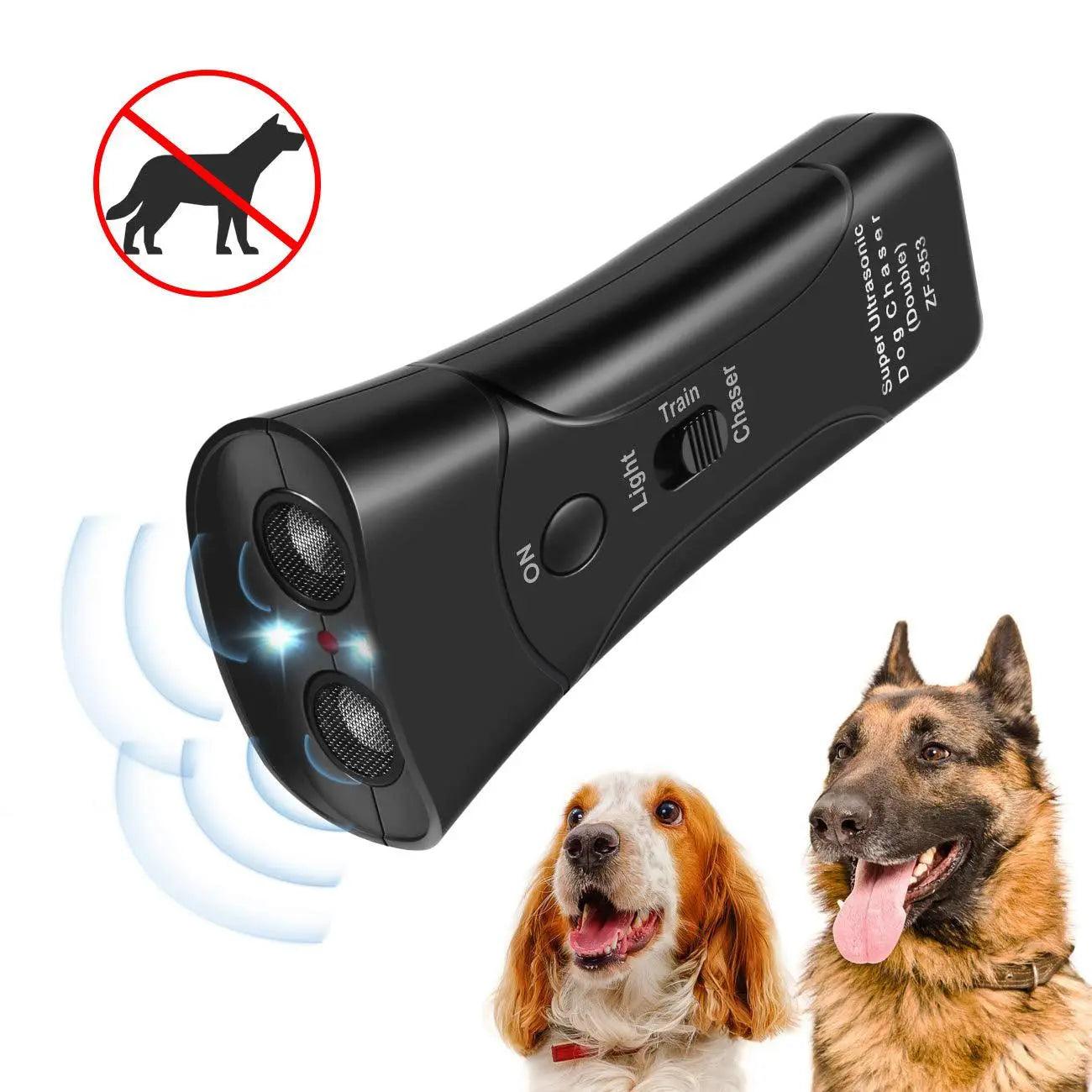 Ultrasonic Dog Bark Repellent with LED Flashlight - Gentle Training Tool for Anti Barking and Behavior Correction  ourlum.com   