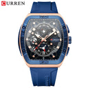 CURREN Men's Colorful Multi-Functional Tonneau Quartz Watch