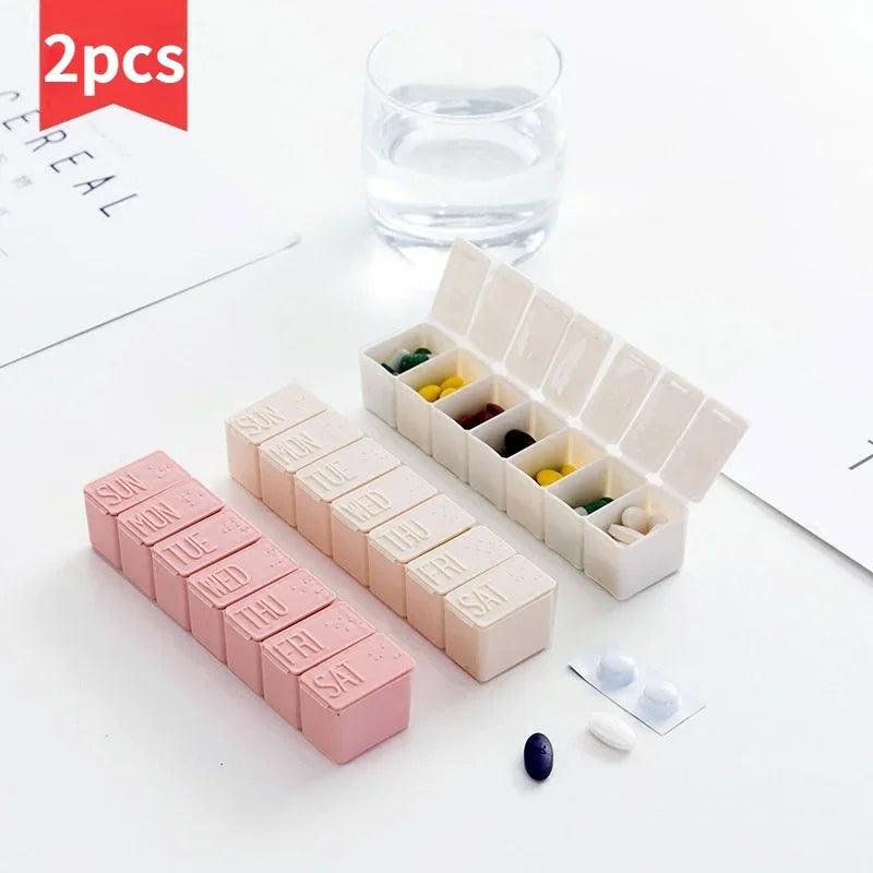 Travel Pill Box with Braille Lettering: Portable Medication Case