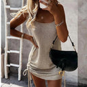 Allure Chic Backless Mini Dress: Elegant Solid Drawstring Women's Fashion Summer Dress  ourlum.com APRICOT L 