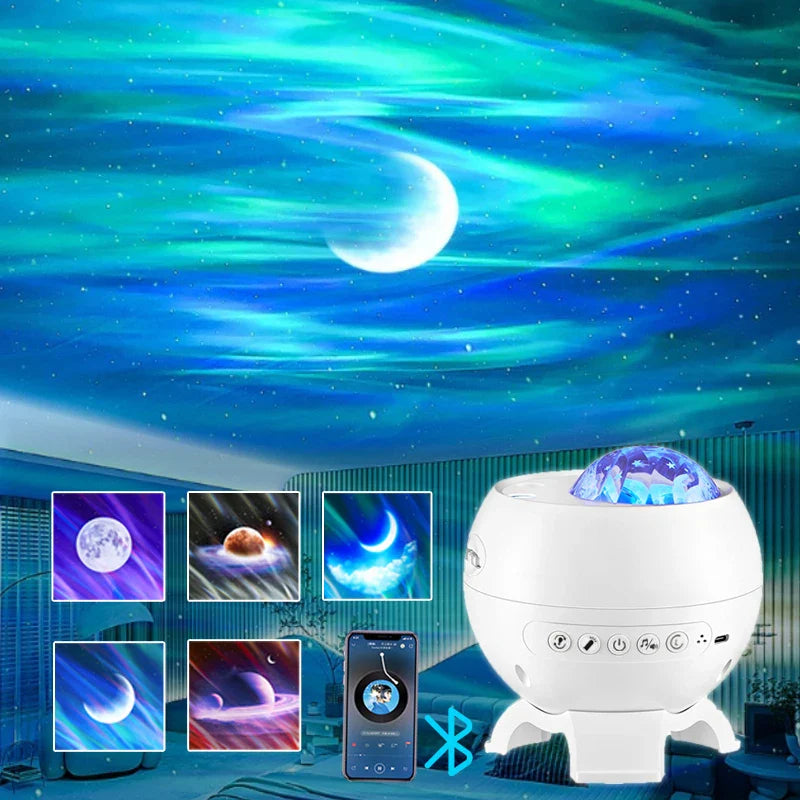 New Northern Lights Starry Sky Galaxy Projector Night Light Aurora Star Moon Lamp Home Gaming Room Bedroom Decoration Kids Gift  ourlum.com   