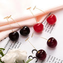 Sweet Cherry Charm Earrings Whimsical Korean Style Women