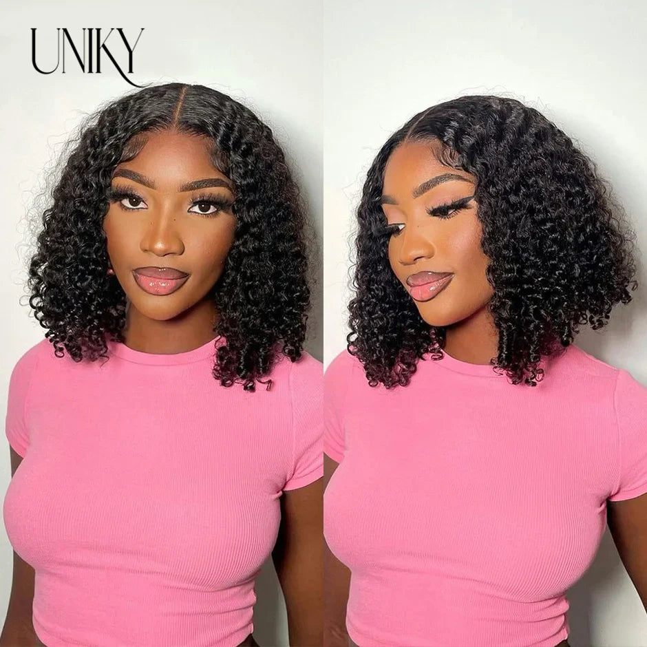 Versatile Kinky Curly Bob Wig - Remy Human Hair, Customizable Lengths & Lace Color