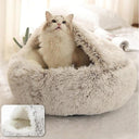 Round Plush Pet Bed with Cover Cozy 2-in-1 Nest for Dogs