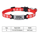 Adjustable Personalized Nylon Cat Collar with Bell and Safety Tag  ourlum.com Red S 19-32cm 