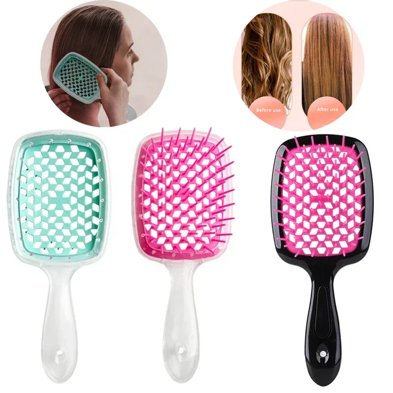 1pcs Scalp Massage Wide Teeth Air Cushion Combs Women Hair Massage Scalp Brush Hollowing Out Home Salon DIY Combs Hairdressing  ourlum.com   