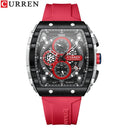 CURREN Chronograph Square Dial Men's Wristwatch: Luxury Waterproof Timepiece  ourlum.com red CHINA 