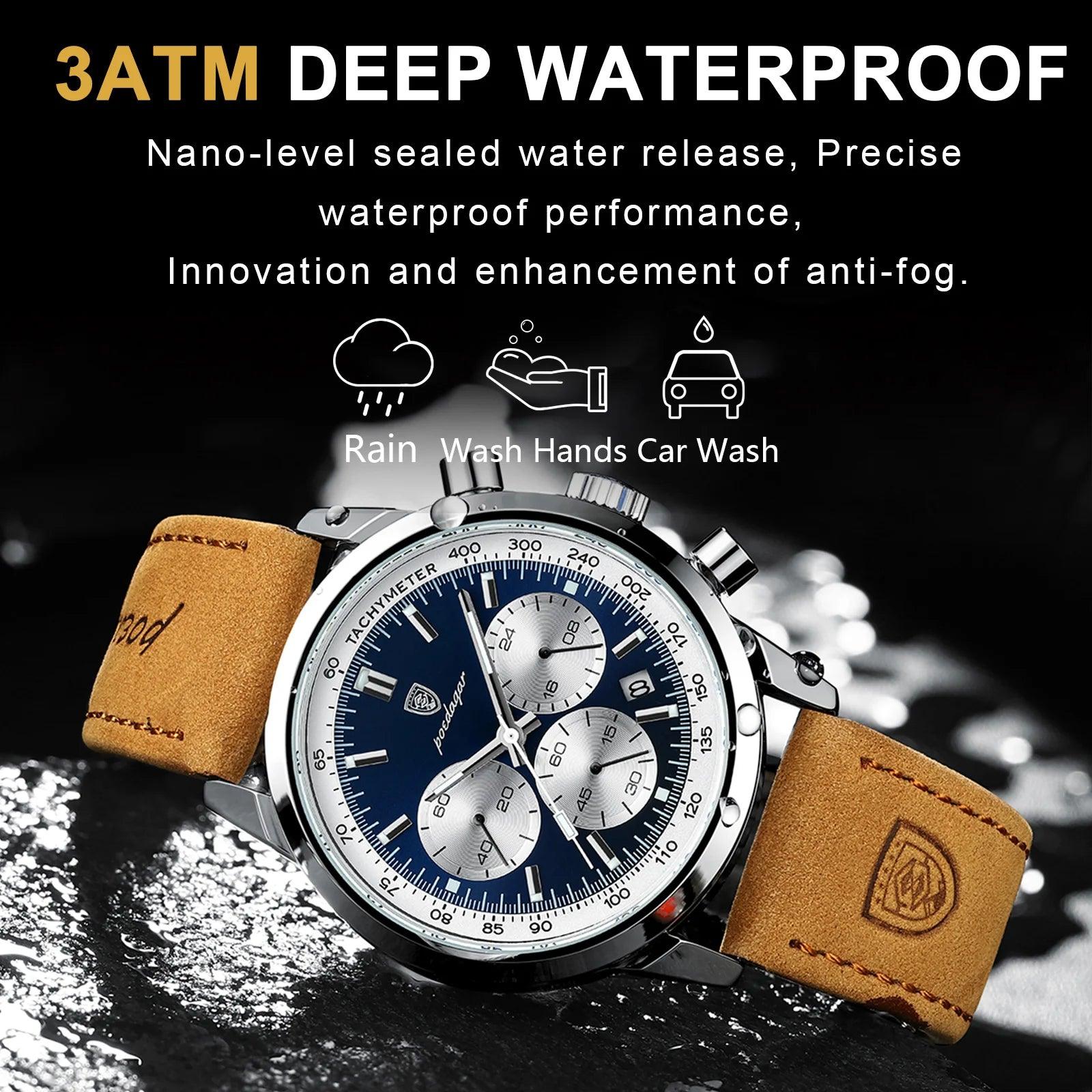 Luxury Waterproof Chronograph Men's Watch with Luminous Design - Elegant Timepiece for Men  ourlum.com   