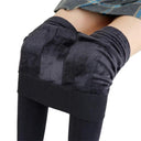 Cozy Velvet Winter Leggings - High Waist Stretch Leggings for Women  ourlum.com GRAY S 