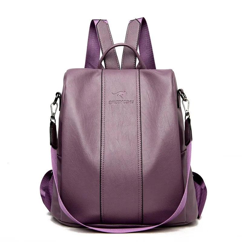 Anti-theft leather backpack women vintage shoulder bag ladies high capacity travel backpack school bags girls mochila feminina