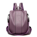 Anti-Theft Leather Backpack Women Vintage Shoulder Bag