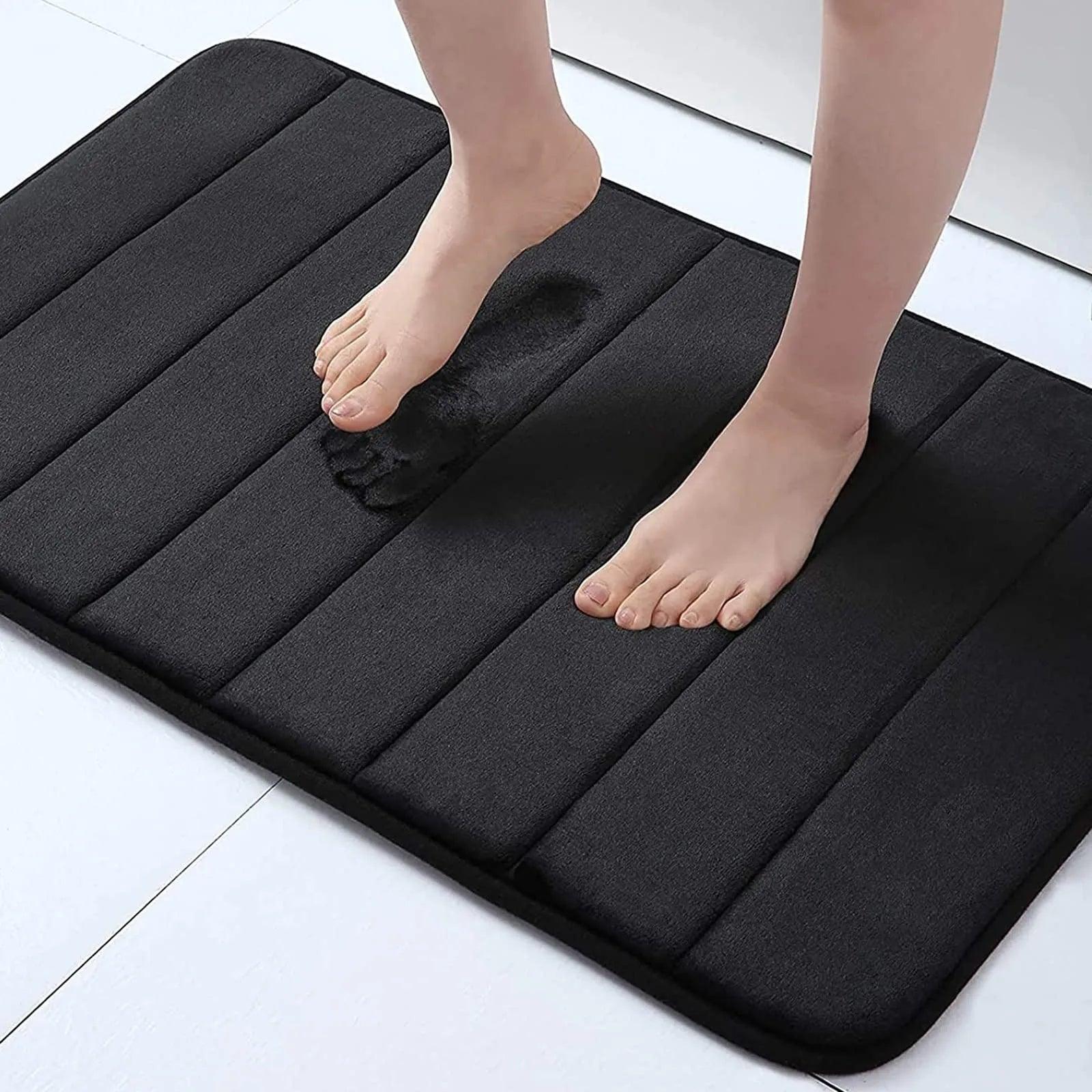 Memory Sponge Stripe Bathroom Floor Mat: Safe, Absorbent & Washable  ourlum.com black 500MMx800MM 