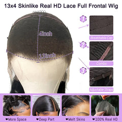 250 Density 13x6 HD Lace Frontal Deep Wave Wig - Real Virgin Hair, Pre-Plucked, Skinlike Finish by Lemoda