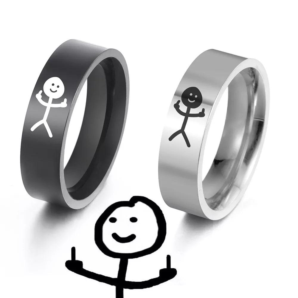 Middle Finger Stickman Stainless Steel Ring for Men - Edgy Hiphop/Rock Jewelry Gift  ourlum.com   