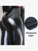 Black Faux Leather High Waist Leggings with Push-Up Effect  ourlum.com 2 L 