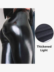 Black Faux Leather Push-Up Leggings: Curve-Enhancing Streetwear Chic