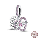 Heart Shaped Sterling Silver Charm Bead - Zircon Adorned Pandora Bracelet Pendant  ourlum.com CMS1638  