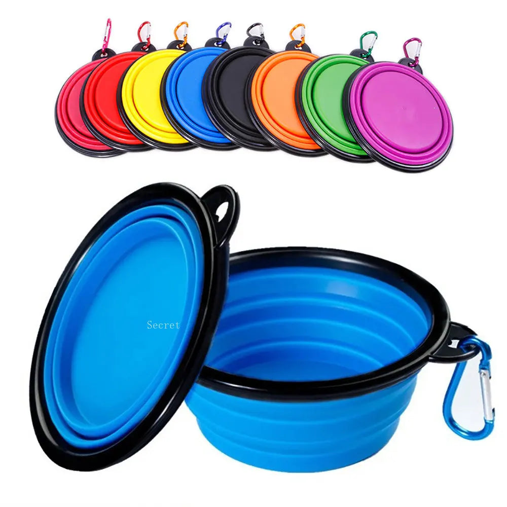 Silicone Collapsible Pet Bowl: Portable Outdoor Travel Dishes with Carabiner  ourlum.com   