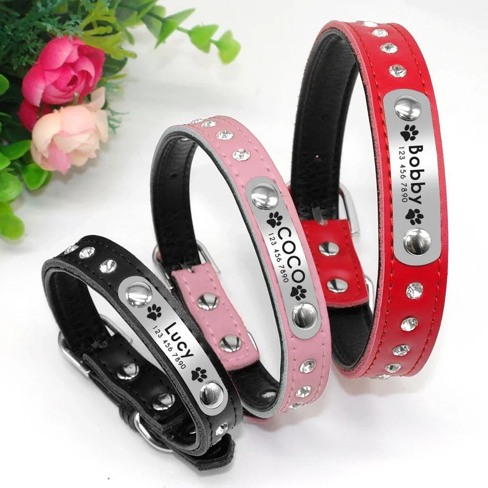 Leather Personalized Cat Collar with Free Engraving - Adjustable & Stylish  ourlum.com   