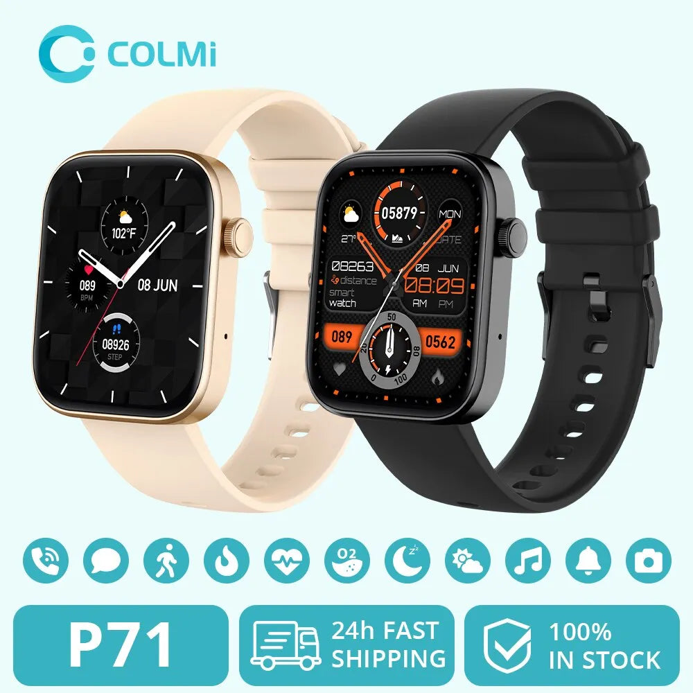 COLMI P71 Waterproof Smartwatch with Health Tracking & Voice Calling Features