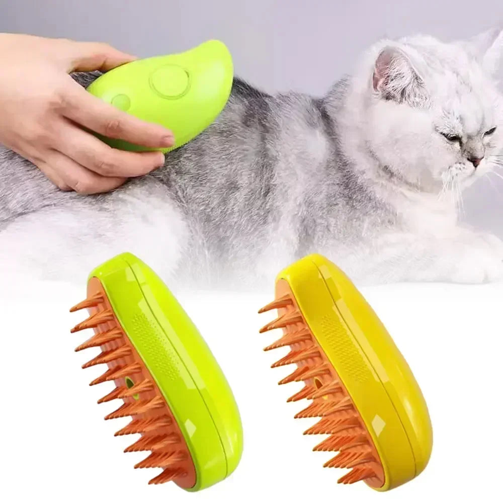 Steamy Cat Brush: Electric Spray Water Soft Silicone Pet Grooming Comb & Depilation Brush  ourlum.com   
