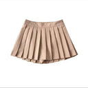 Confidently Chic Vintage Pleated Mini Skirt - Korean Inspired White Dance Skirt  ourlum.com APRICOT XS 